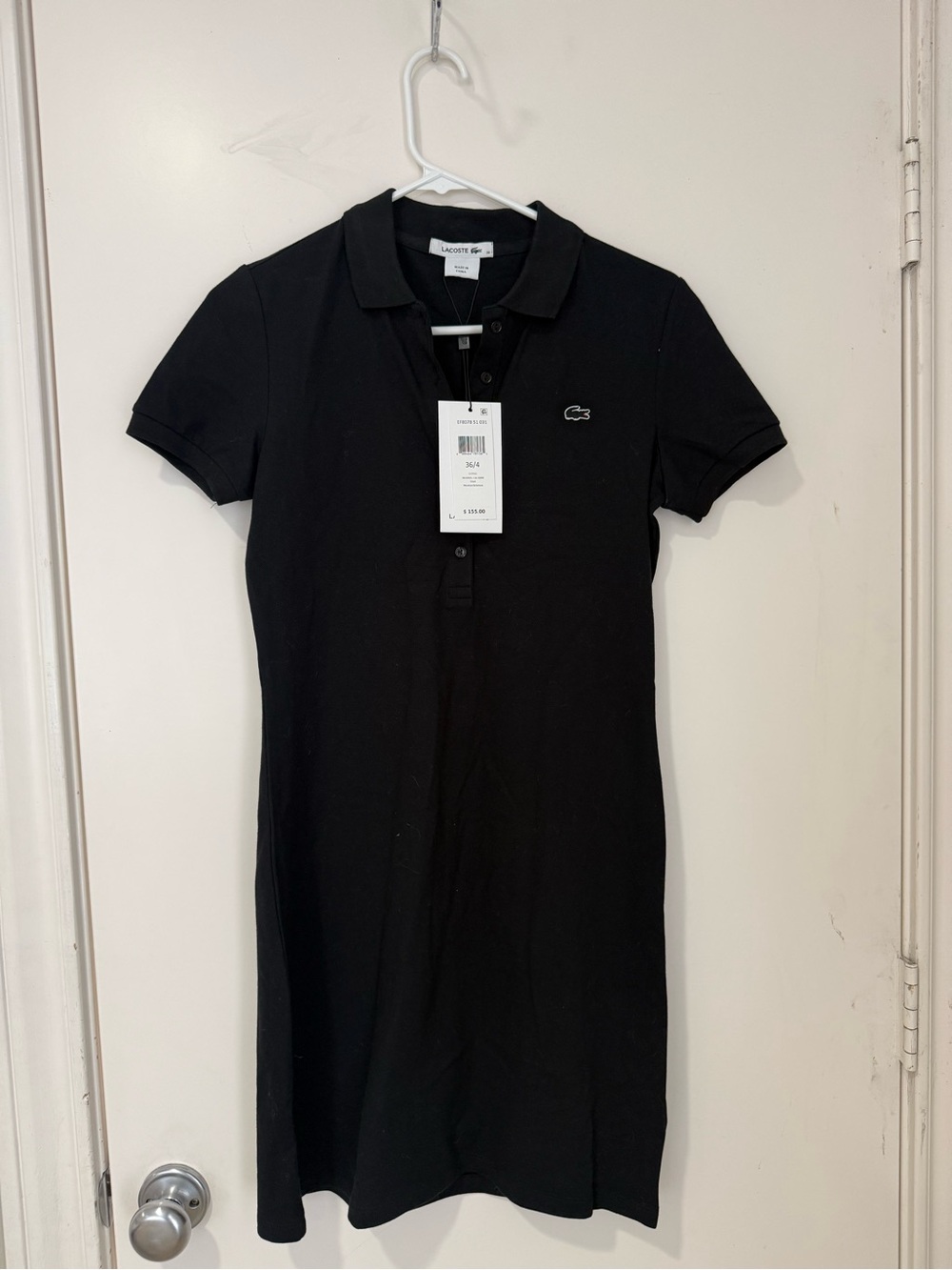 Lacoste Black Polo Shirt Dress with Croc Logo